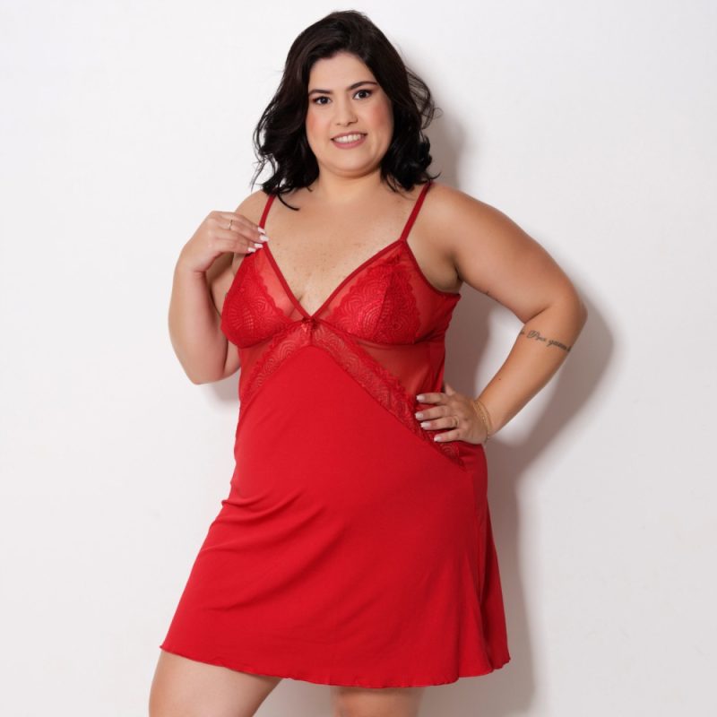 Camisola Plus Size Detalhe em Renda - Image 3
