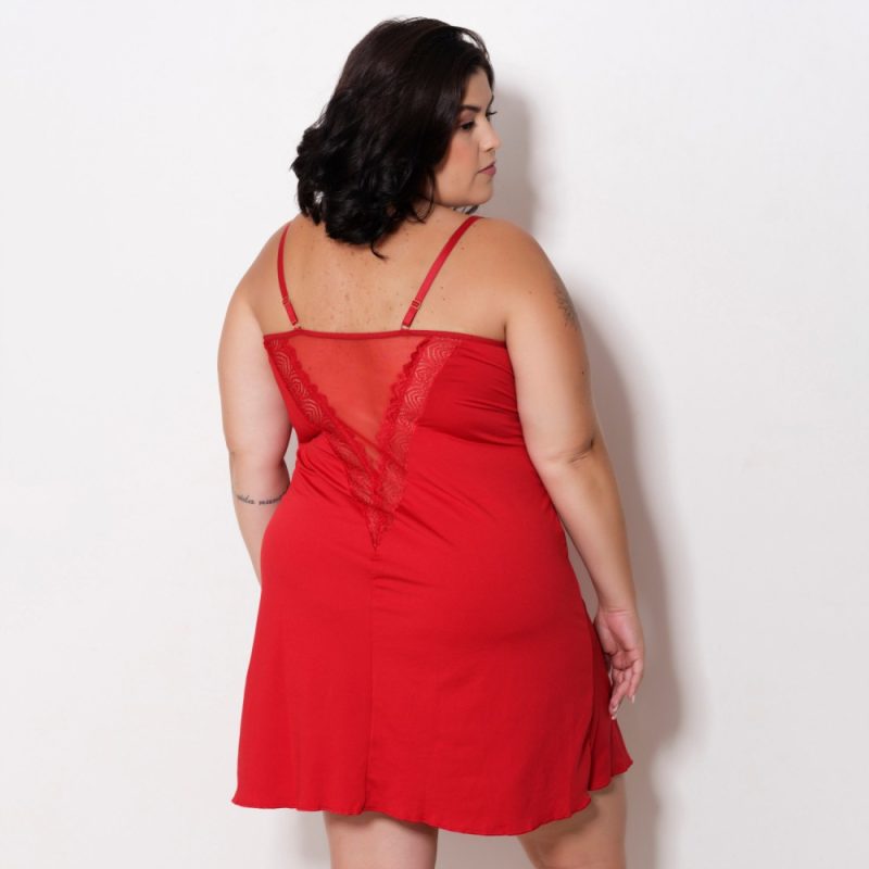 Camisola Plus Size Detalhe em Renda - Image 4